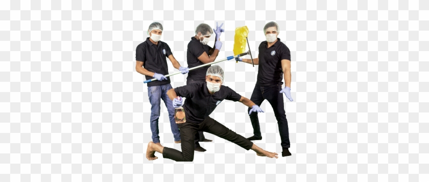 Four Professional Cleaners Posing With Cleaning Equipment - Broomberg Cleaning Services Pvt. Ltd. #1301815