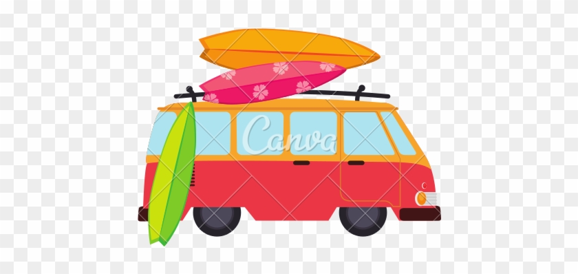 Vw Bus Surf Clip Art - Travel Car Icon Png #1301895