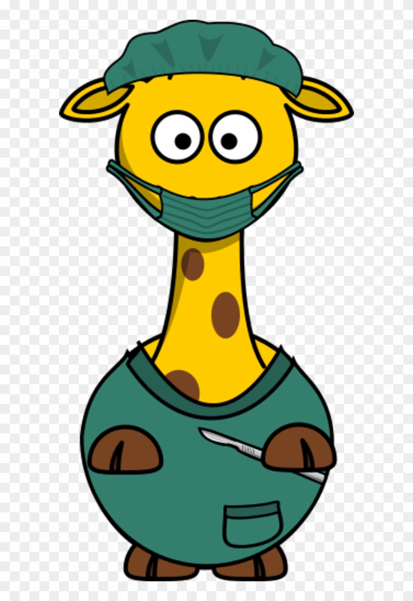 Clipart Of Surgery, Fixed And Prove - Cartoon Giraffe Doctor #1301979