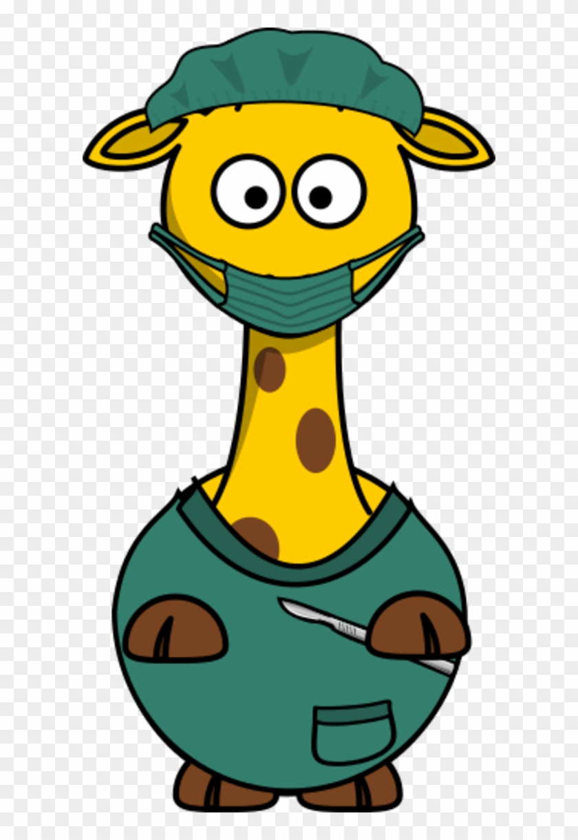 Clipart Of Surgery, Fixed And Prove - Cartoon Giraffe Doctor #1301979