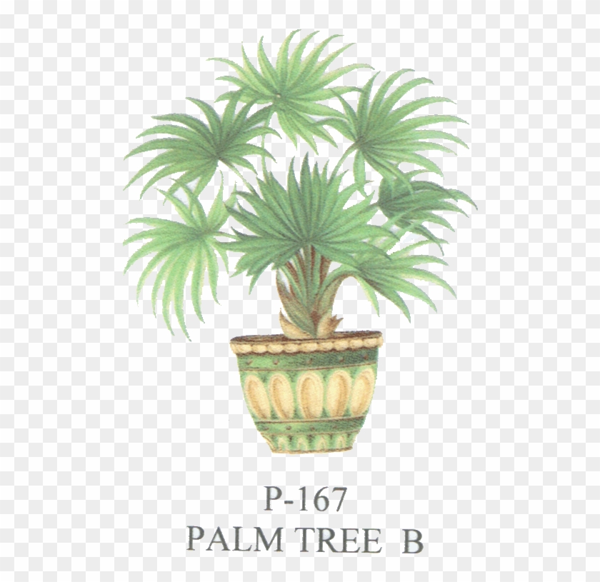 Palm Tree, Trees, Plants, Pottery - Barb: 1" Scale Dollhouse Miniature - 4 Palm Tree Platters #1302987