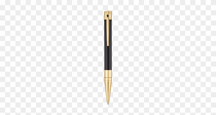 Yellow Gold Finish Black Ballpoint Pen - Writing Implement #1303210