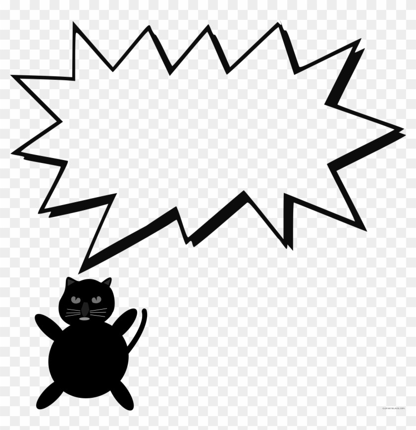 Cat Huge Animal Free Black White Clipart Images Clipartblack - Spiky Speech Bubble Png #1303279