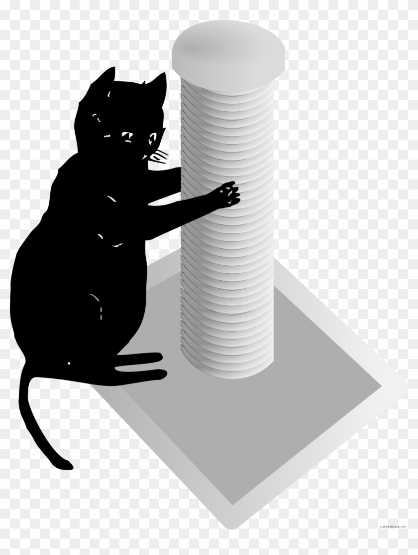 Cat Huge Animal Free Black White Clipart Images Clipartblack - Katze, Die Posten-gruß-karten Verkratzt Karte #1303303