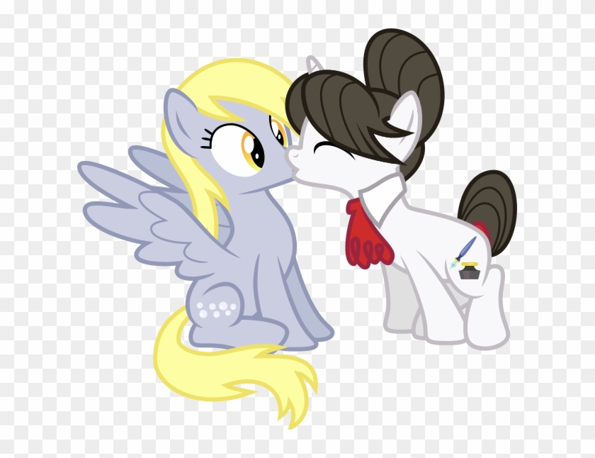 Lucefudu, Derpaven, Derpy Hooves, Female, Kissing, - Cartoon #1303571