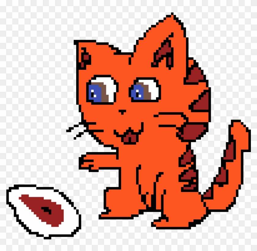 Tiger Striped Cat With Steak - Habbo Hotel #1303694