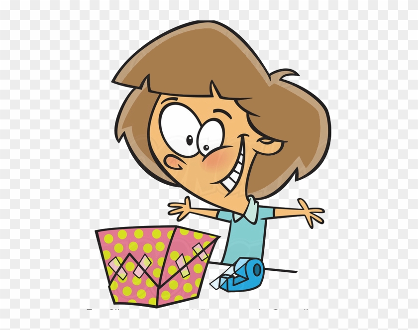 Wpmh Cartoon Excited Brunette White Girl Wrapping A - Hahnenkammrennen #1303762
