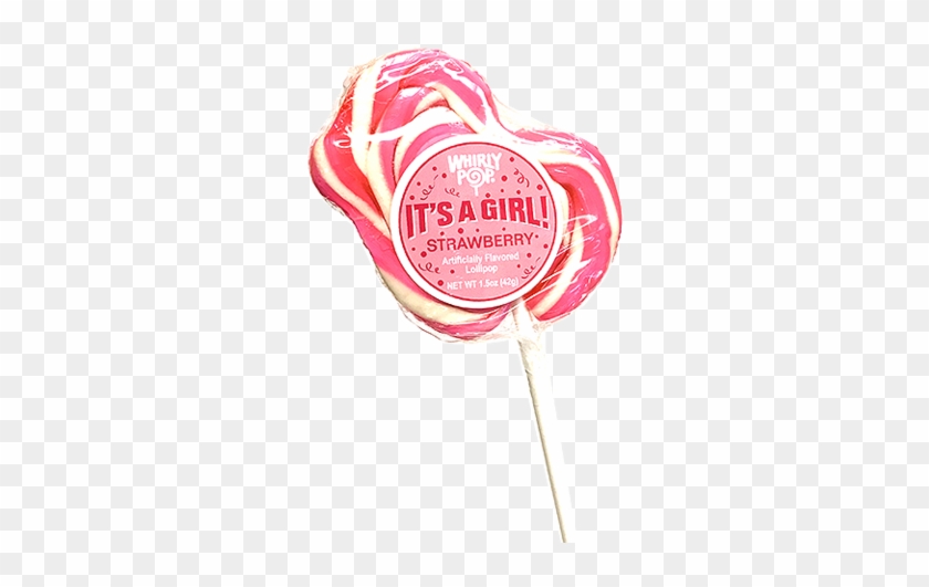 It's A Girl Pink & White Strawberry Whirly Pop, - Strawberry #1303845