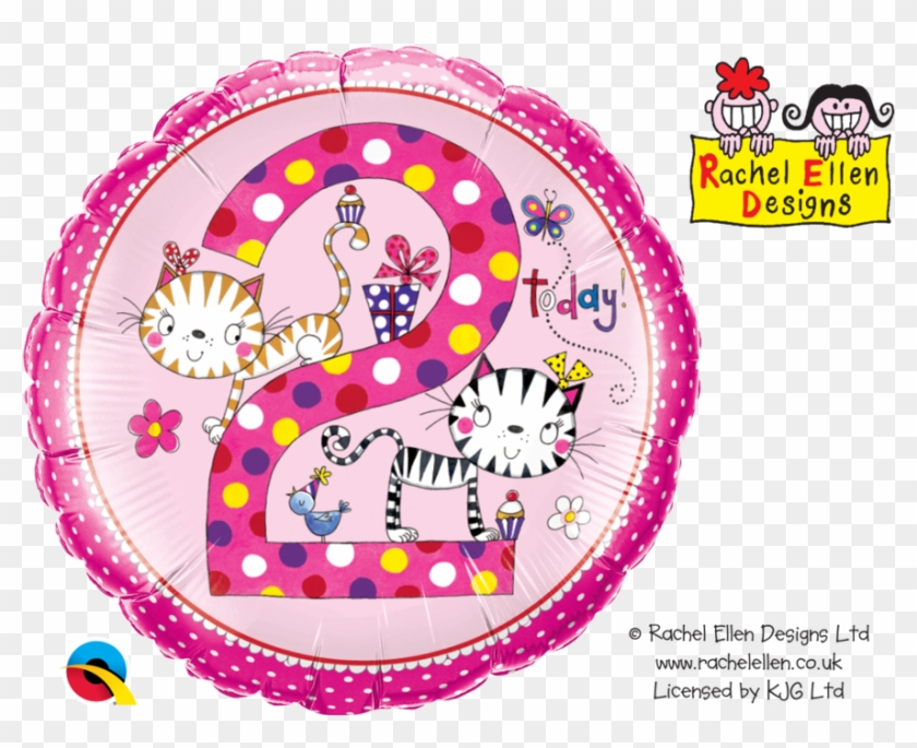 Rachel Ellen Designed 18" Foil Balloon Age 2/2nd Birthday - . /2nd Birthday Kittens Foil Banner & 46cm Foil #1303913