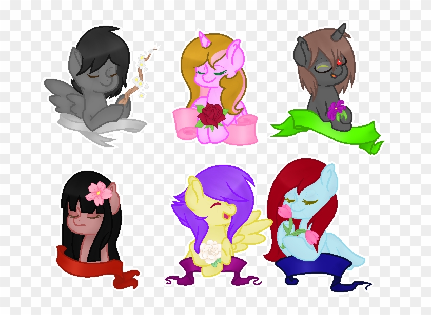 Mane Six Flowers By Bia-htf - Cartoon #1304088