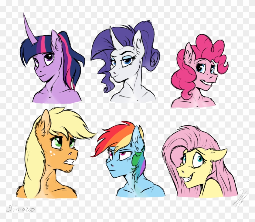 Anthro Mane 6 By Shimazun Anthro Mane 6 By Shimazun - Mlp 6 Mane Anthro #1304091