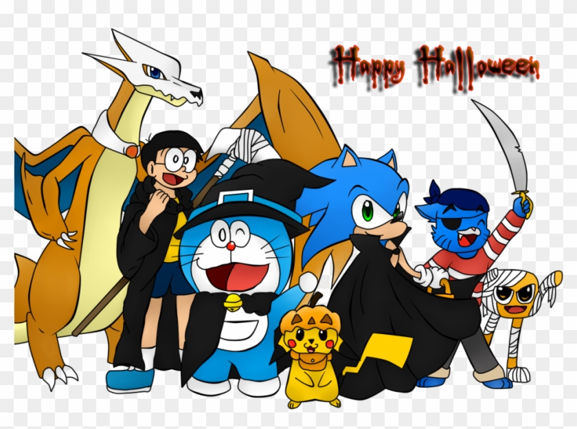 Happy Halloween With Some Cartoon Anime Character By - Cartoon #1304162