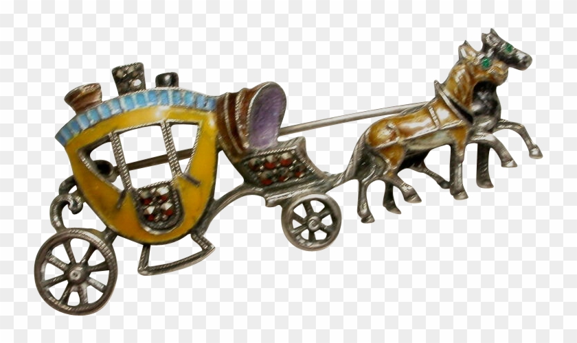 1920's German Sterling Silver & Enamelled Horse Drawn - Carriage #1304270