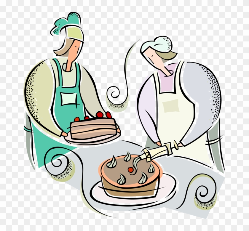 Vector Illustration Of Pastry Chef Decorating Cake - Vector Illustration Of Pastry Chef Decorating Cake #1304525