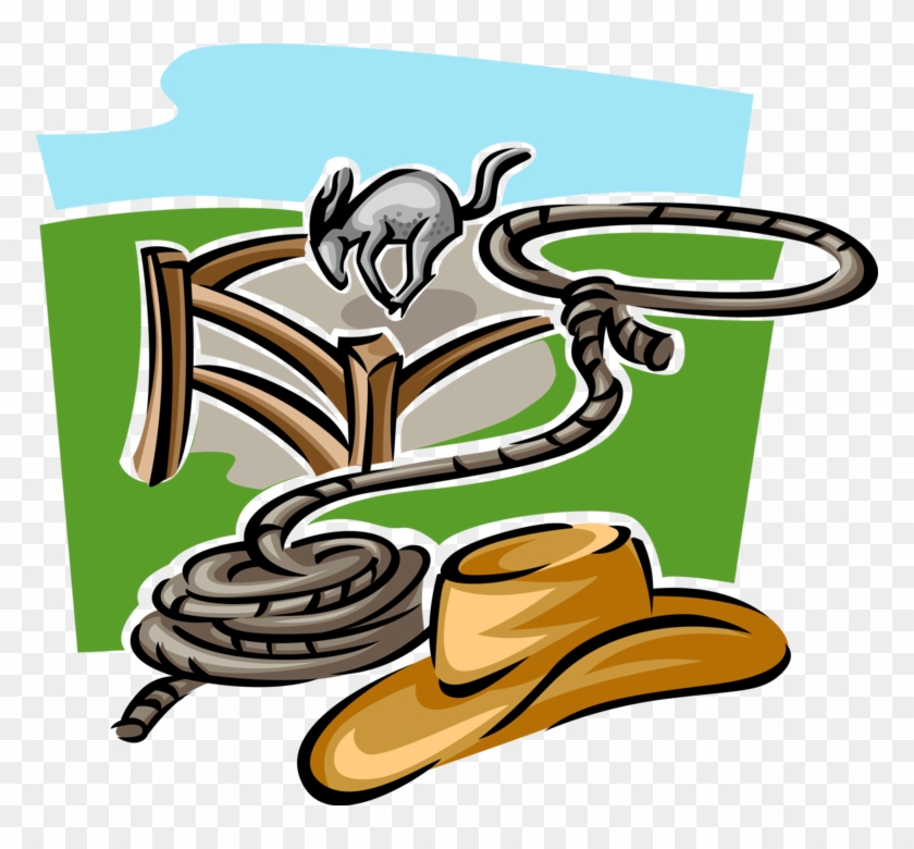 Vector Illustration Of Horse, Cowboy Hat And Lasso - Chapéu Png De Vaqueiro #1304792