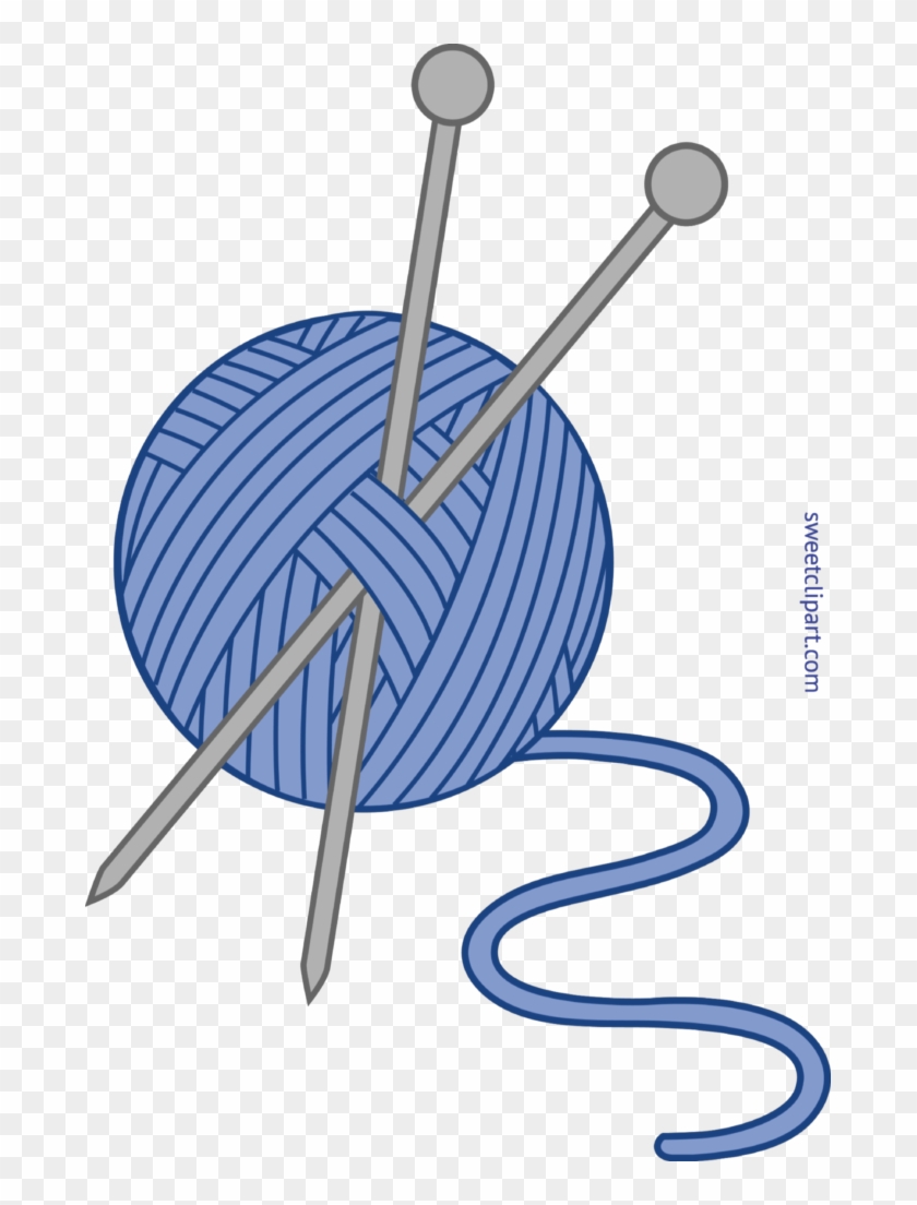 Knitting Yarn Needles Blue Clip Art Clipart Of - Yarn Clip Art #1304828