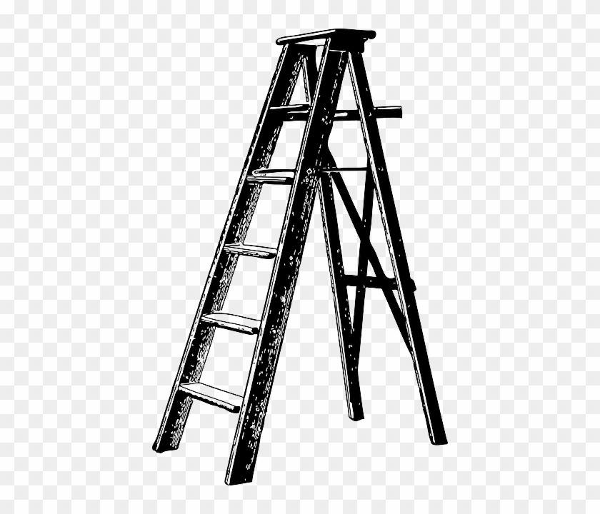 Free Man, Silhouette, Cartoon, Tool, Construction, - Clip Art Ladder #1305164
