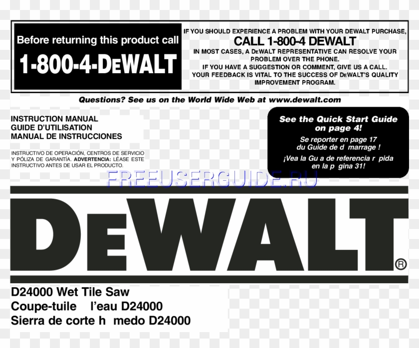 Leer Online Manual De Instrucciones Para Dewalt D24000 - Dewalt Building Contractor's Licensing Exam Guide #1305601
