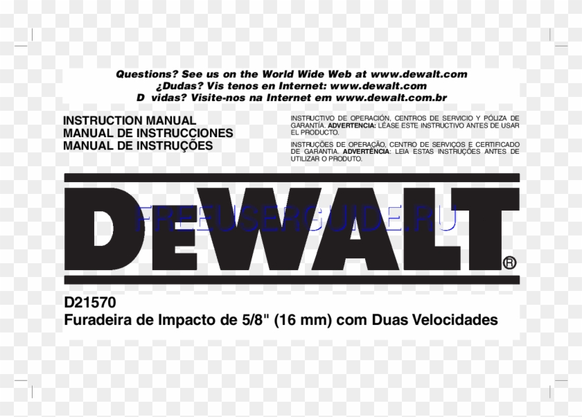 Read Online Instruction Manual For Dewalt D21570 - Dewalt Electrical Licensing Exam Guide: Based #1305604