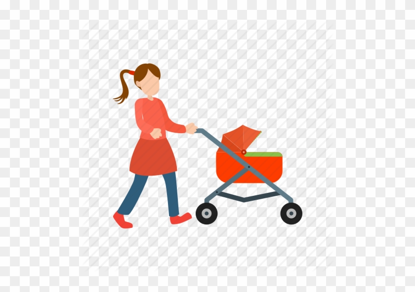 Illustration Woman And Pram - Baby Transport #1306018