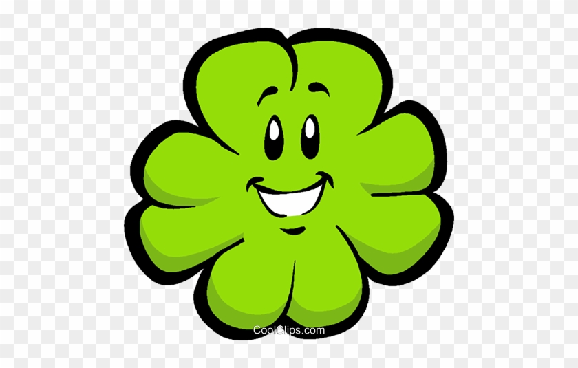 Smiling Shamrock Royalty Free Vector Clip Art Illustration - 4 Leaf Clover Clipart #1306047