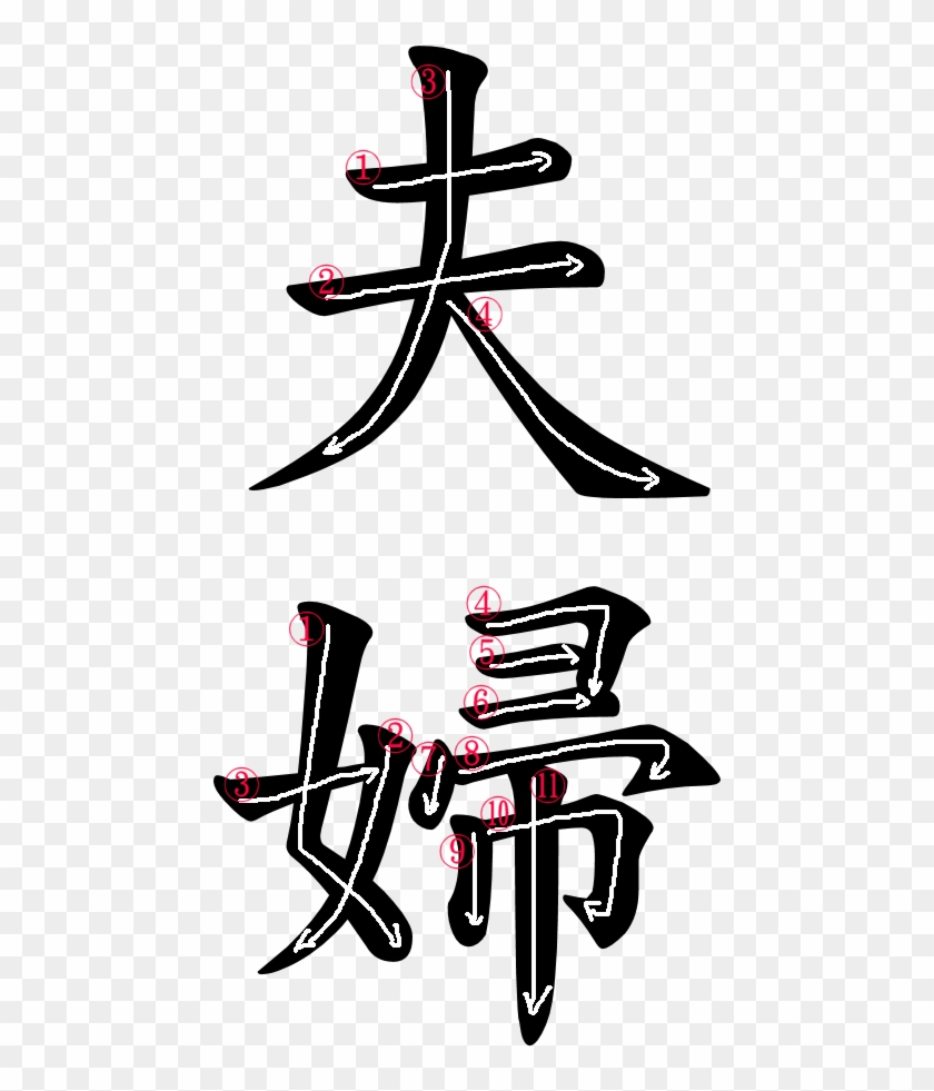 Kanji Stroke Order For 夫婦 - 世界一愛する夫への遺書: Iqの高いバカな妻よりウツ病を患う薬剤師が「生きる」ために綴った闘病記 [書籍] #1306165