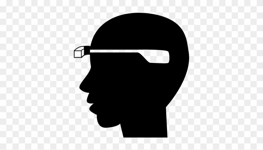 Google Glasses On A Man Head From Side View Vector - Glasses Side View Cartoon #1306686