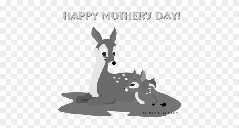 Baby Deer Animal Free Black White Clipart Images Clipartblack - Mother's Day Clip Art #1306859