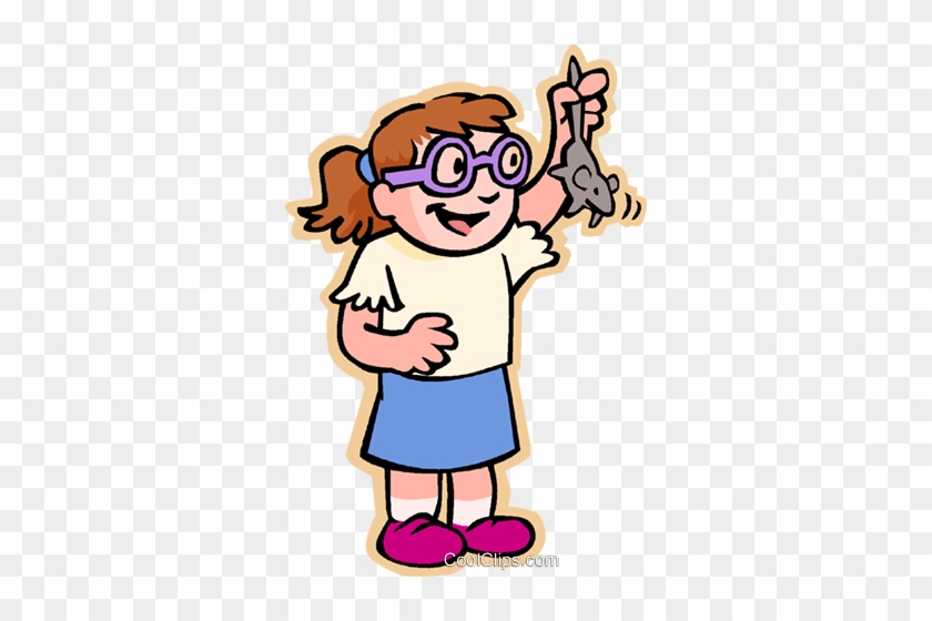 Children At Play, Kids, Girl With Mouse Royalty Free - Holding A Mouse Clipart #1307287