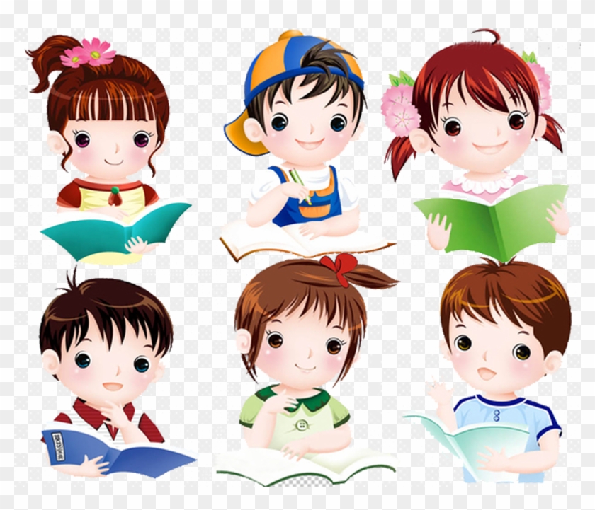 Cartoon Boy Girl Reading Cartoon Free Transparent Png Clipart Images Download