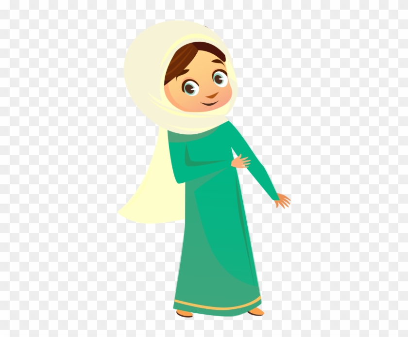 Muslim Girl Character, Eid Mubarak, Calligraphy, Fiter - Muslim #1307882