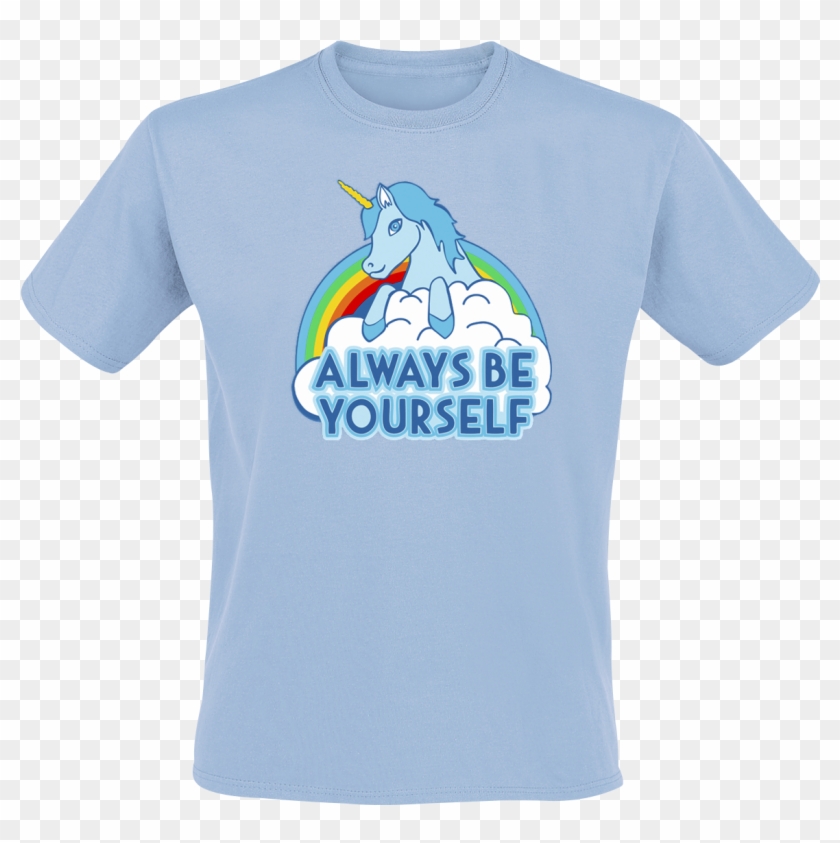 Null Always Be Yourself Unicorn Light Blue T-shirt - Koszulka Captain America - Art Shield - Mężczyźni - #1307969