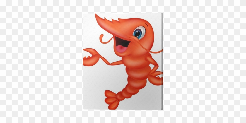Cute Shrimp Cartoon Presenting Canvas Print • Pixers® - Cute Shrimp #1308024