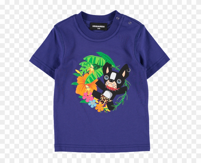 Picture Of Punk Dog Tropical Print T-shirt Blue - Picture Of Punk Dog Tropical Print T-shirt Blue #1308136