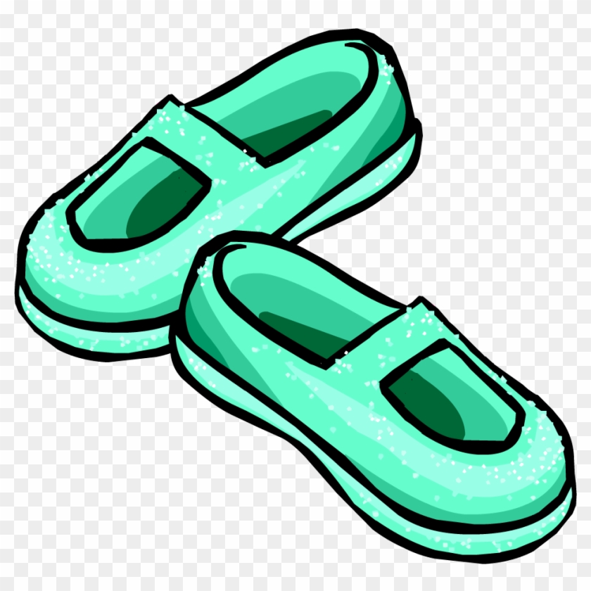 Sparkly Sea Foam Slippers - Club Penguin Rare Shoes #1309165