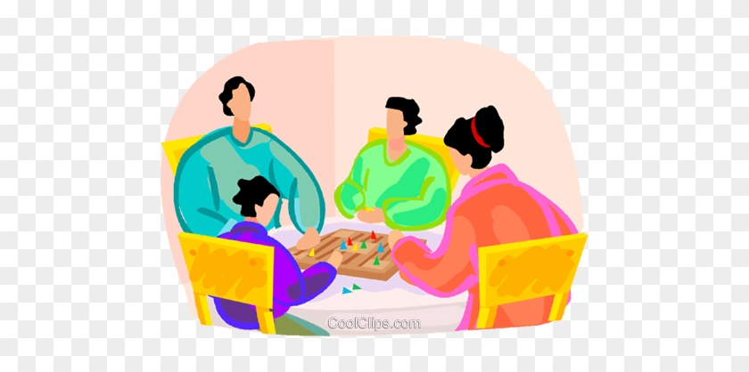 Family Playing A Board Game Royalty Free Vector Clip - Illustration #1309299