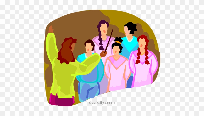 Woman Conducting A Choir Royalty Free Vector Clip Art - Hilo #1309300