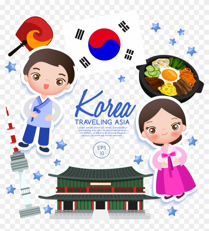 Flag Of South Korea Euclidean Vector Cartoon - South Korea Flag Cartoon #1309375