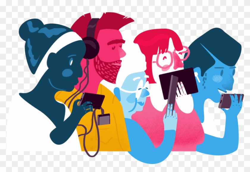 Illustration Depicting A Colorful Group Of People Using - Illustration #1309391