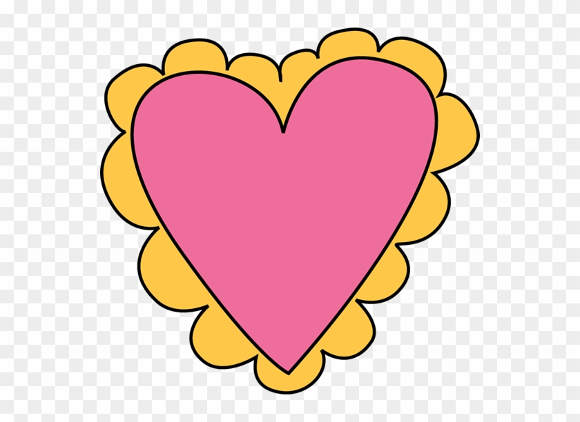 Pink And Yellow Valentine's Day Heart Clip Art - School #27557