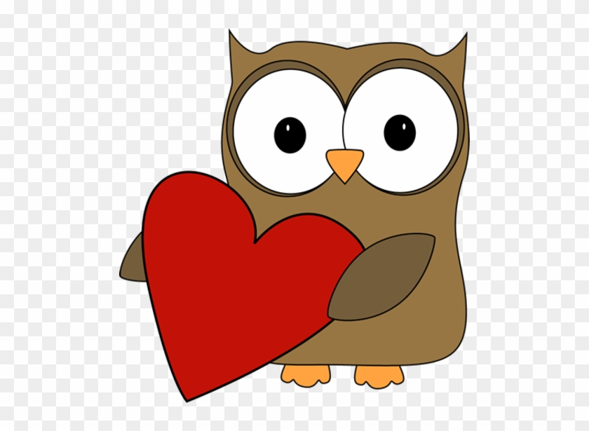 Owl With A Big Valentine Heart - Valentine Clip Art #27665