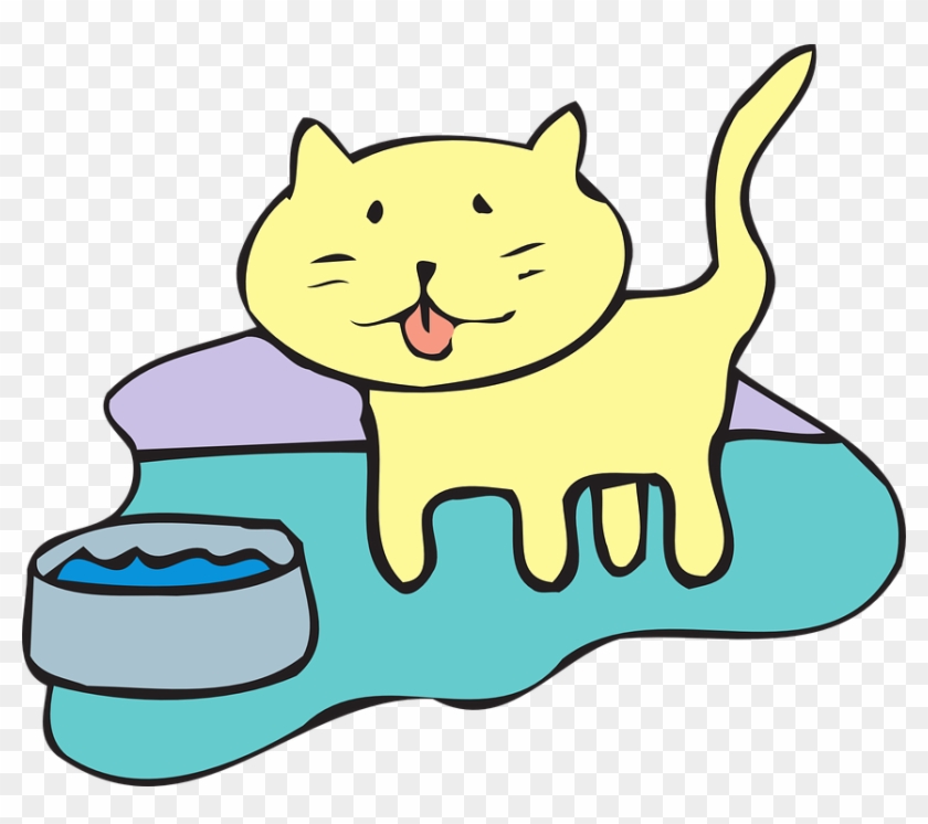 Cat Water Bowl Pet Animal - Cat Water Bowl Clipart #28347