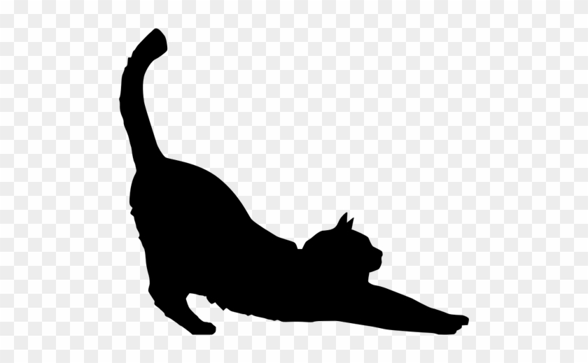 20037 Black Cat Silhouette Clip Art Free Public Domain - Cat Silhouette Stretching #28414