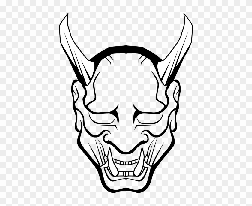 Devil Demon Hell Lucifer Satan Evil Monster - Oni Mask Black And White #28772