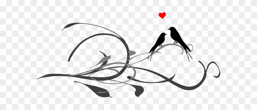 Love Birds On A Branch Clip Art - Love Birds Line Drawing #29234