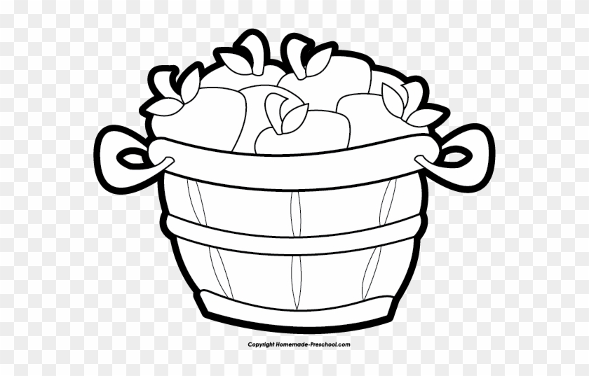 Drawn Basket Apple Clipart Black And White - Clip Art Bushel #29914