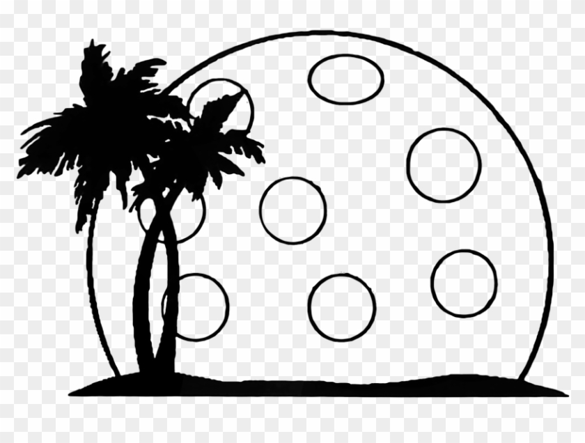 Pickleball Summer Palm Landscape Moon - Silhouette Palm Tree Clip Art #29926