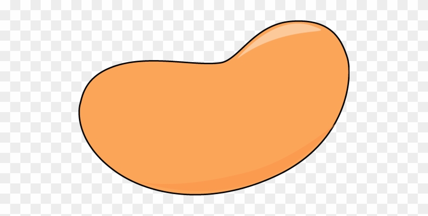 Orange Jelly Bean With A Black Outline - Clipart Of A Bean #30018
