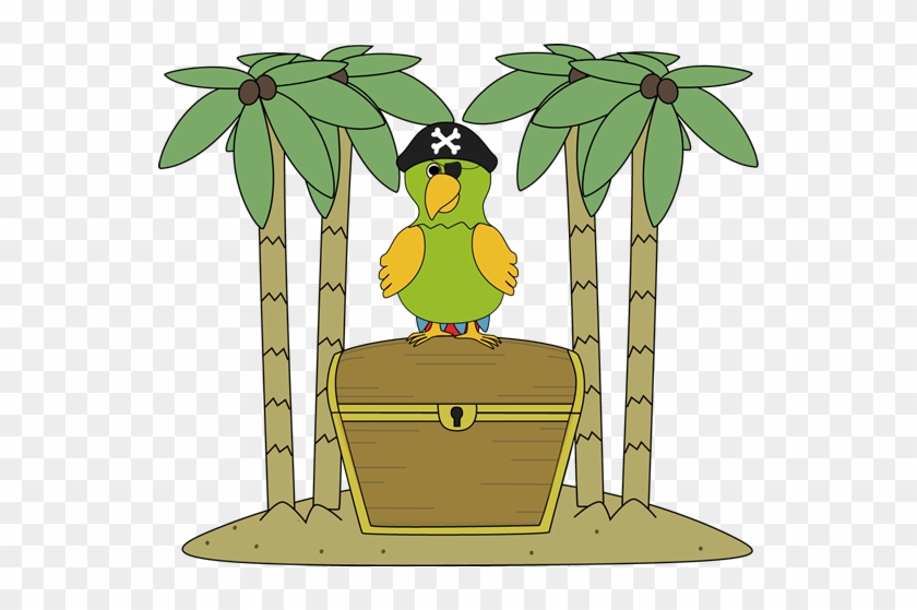 Pirate Parrot On An Island With Treasure Chest - Treasure On An Island #30037