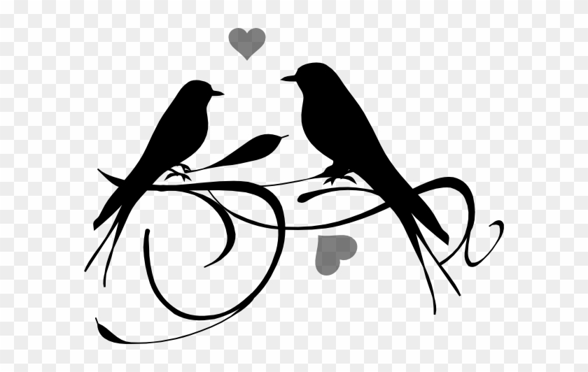 Love Birds Black Clip Art - ! 5'x7'area Rug #30401